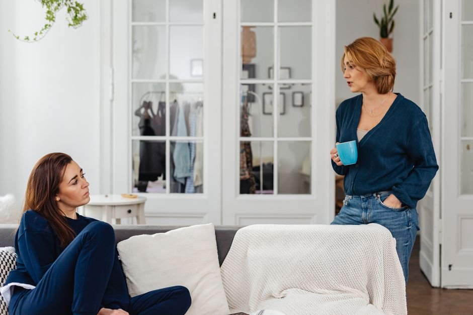 family talking at home